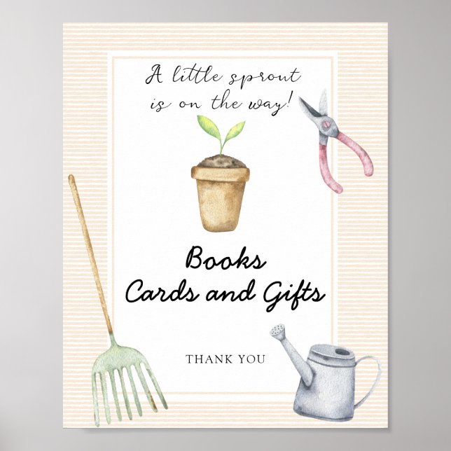 Poster Baby shower Sprout - livres cartes et cadeaux (Devant)