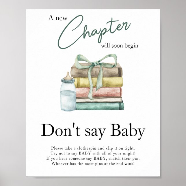 Poster Baby shower Storybook - Ne dites pas bébé (Devant)