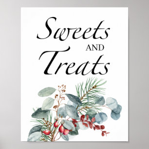Poster baby shower sucreries et friandises à feuillage pe