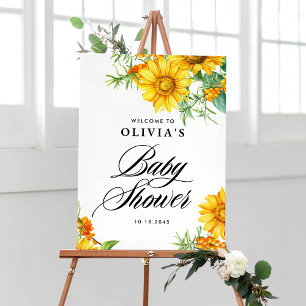 Poster Baby shower Sunflower et Sea Buckthorn Bienvenue