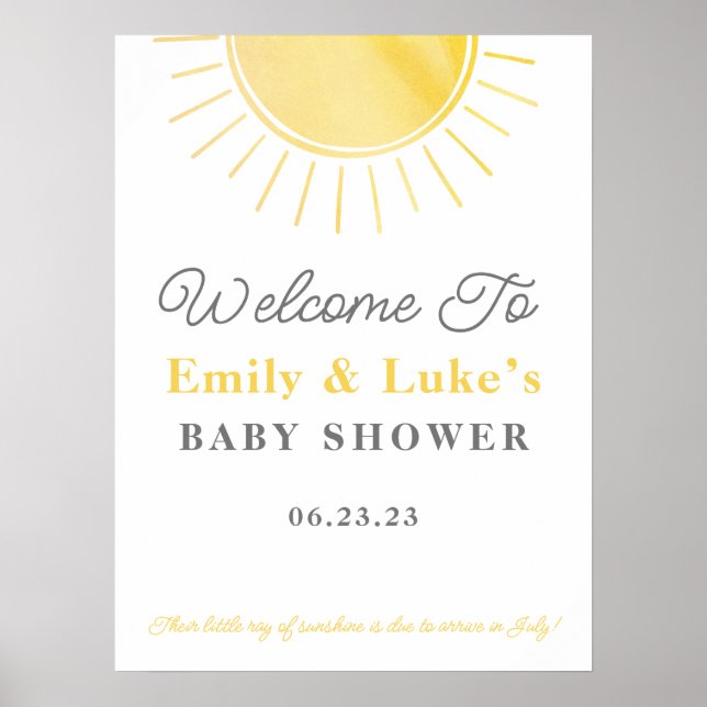 Poster Baby shower Sunshine Hommes et femmes Bienvenue ne (Devant)