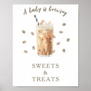 Poster Baby shower sur le thème du café SUCRERIES ET TRAI