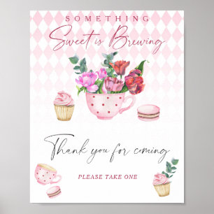Poster Baby shower Tea Party - Merci pour venir