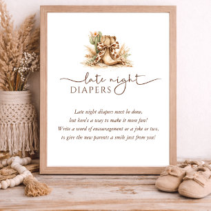 Poster Baby Shower Thème Western Couches pour la Nuit Tar