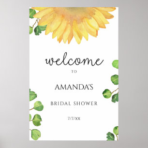 Poster Baby shower tournesol aquarelle