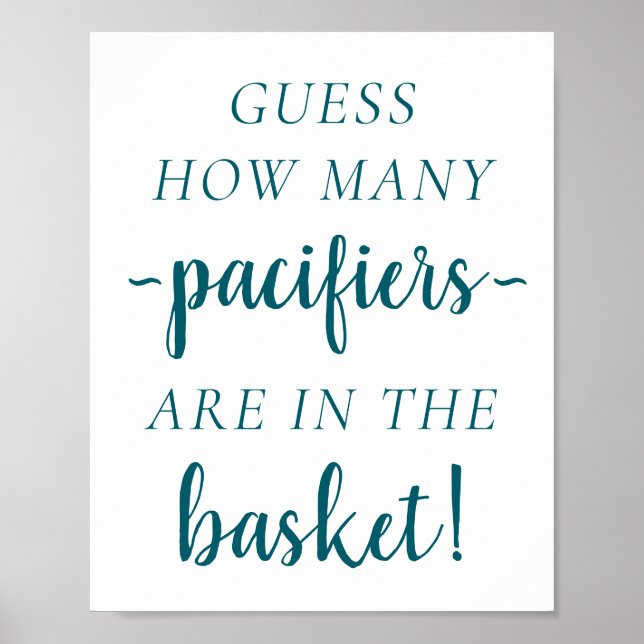 Poster Baby shower turquoise | Aqua Devis Combien de pann (Devant)