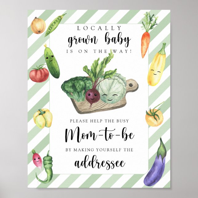 Poster Baby shower Veggie - Aidez la maman à être occupée (Devant)