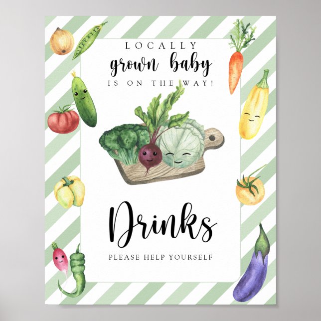 Poster baby shower veggie - Boissons vous aider (Devant)