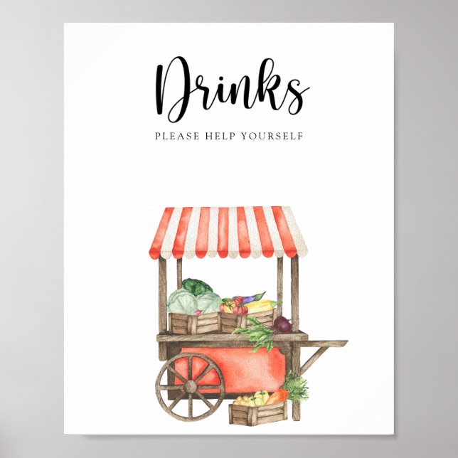 Poster baby shower veggie - Boissons vous aider (Devant)