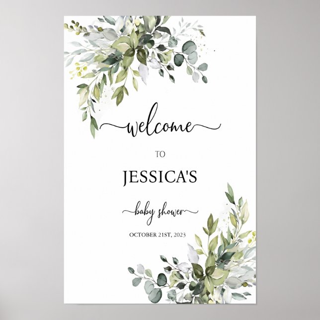 Poster Baby shower Verdoyant Signes Pour Jardin, Botaniqu (Devant)