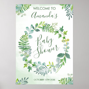 Poster Baby shower verdure couronne
