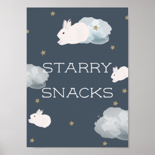 Poster Baby shower Volant Bunny Starry Snacks
