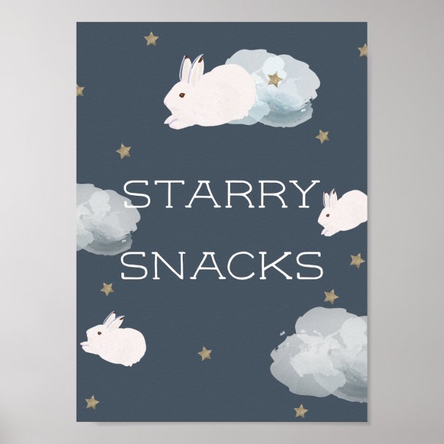 Poster Baby shower Volant Bunny Starry Snacks (Devant)