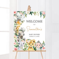 Baby shower Wild One Floral Safari Bienvenue