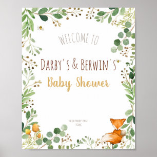 Poster Baby shower Woodland