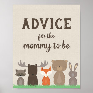 Poster Baby shower Woodland Conseils pour le signe maman