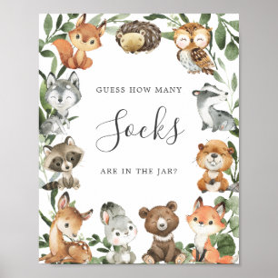 Poster Baby shower Woodland Devine Combien de Chaussettes