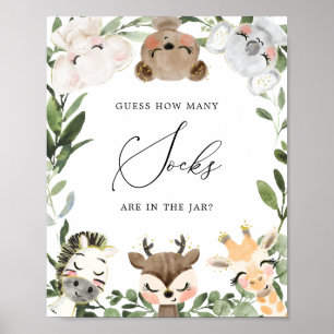 Poster Baby shower Woodland Devine Combien de Chaussettes