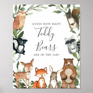 Poster Baby shower Woodland Devine Combien de Nounours