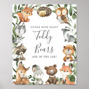 Poster Baby shower Woodland Devine Combien de Nounours