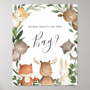Poster Baby shower Woodland Devinez ce qui se passe dans 