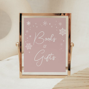Poster Baby showers de Snowflakes rose moderne Livres et 