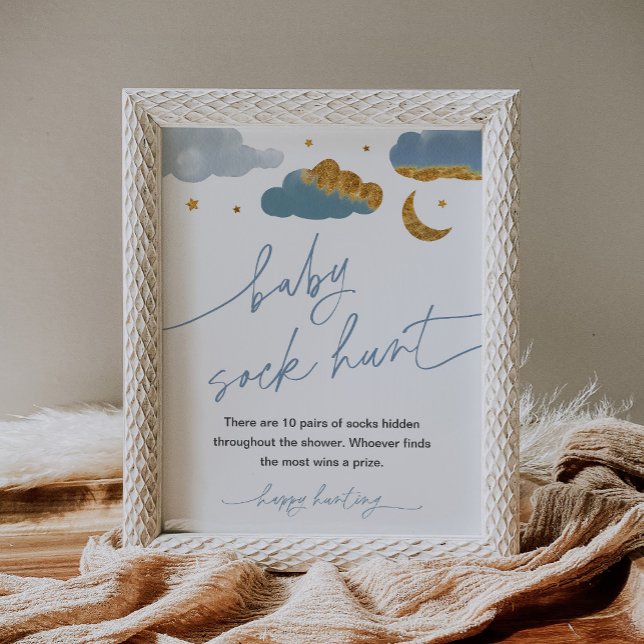 Poster Baby Sock Hunt Game Twinkle Star Baby shower garço (Créateur téléchargé)