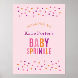 Poster Baby Sprinkle rose Girl Baby shower de bienvenue