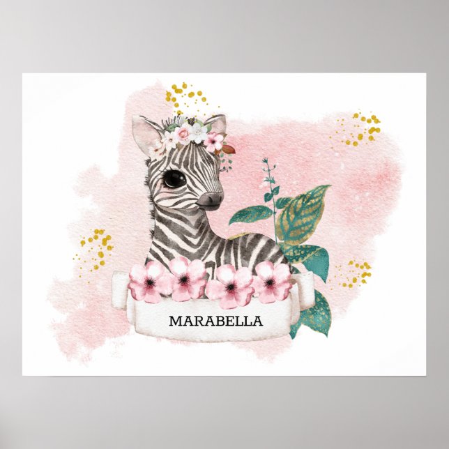 Poster *~* Baby Zebra Nom Jungle Nurser Girl Baby (Devant)
