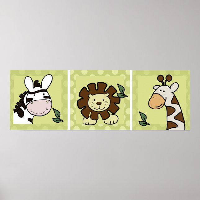 Poster Baby Zoo Animaux Giraffe Zebra Lion set of 3 (Devant)