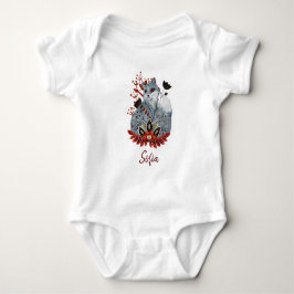 Poster Babydusche rot und blau mit Tieren Baby Strampler