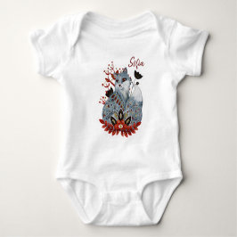 Poster Babydusche rot und blau mit Tieren Baby Strampler