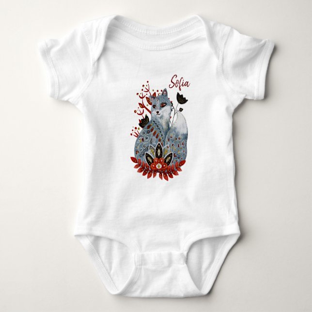 Poster Babydusche rot und blau mit Tieren Baby Strampler (Vorderseite)