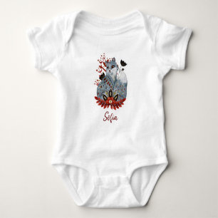 Poster Babyparty rot und blau mit Tieren Baby Strampler