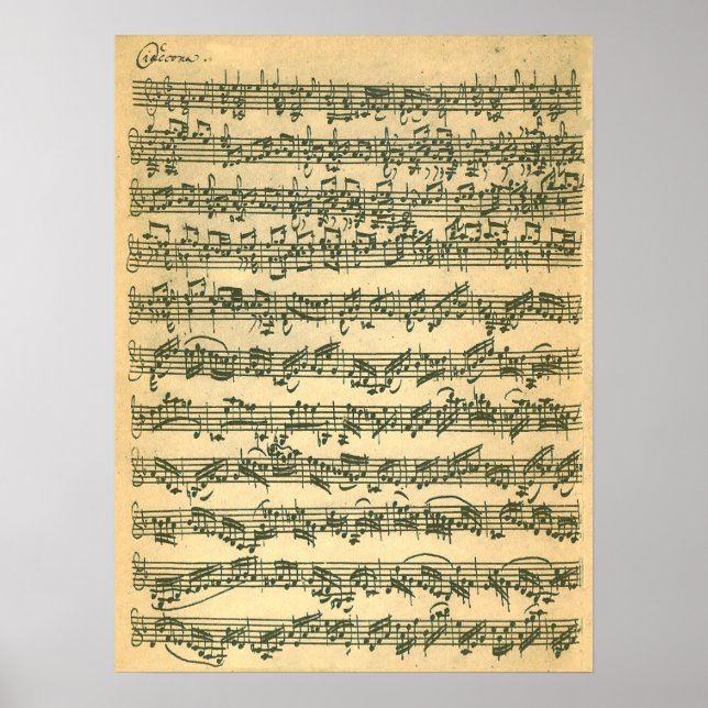 Poster Bach Chaconne Première page Manuscrit Télécopieur (Devant)