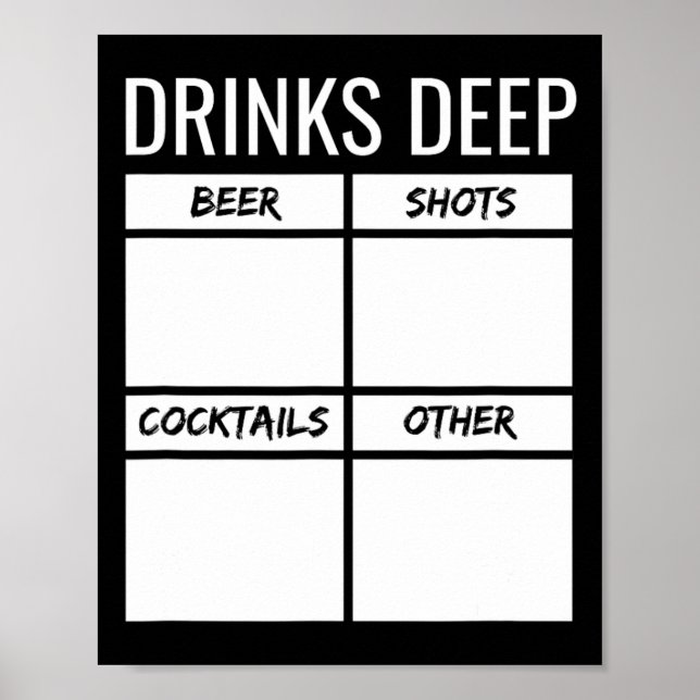Poster Bachelor Party Boissons Profond Tally Chart Be (Devant)