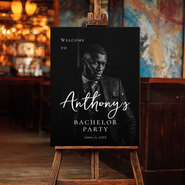 Poster Bachelor party moderne design photo bienvenue (Créateur téléchargé)
