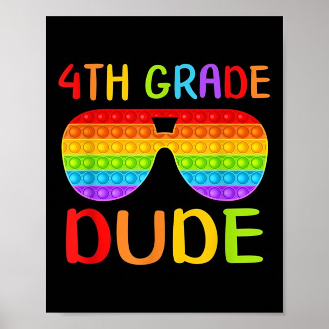 Poster Back To School 4th Grade Dude Sungles Pop It Fidge (Devant)
