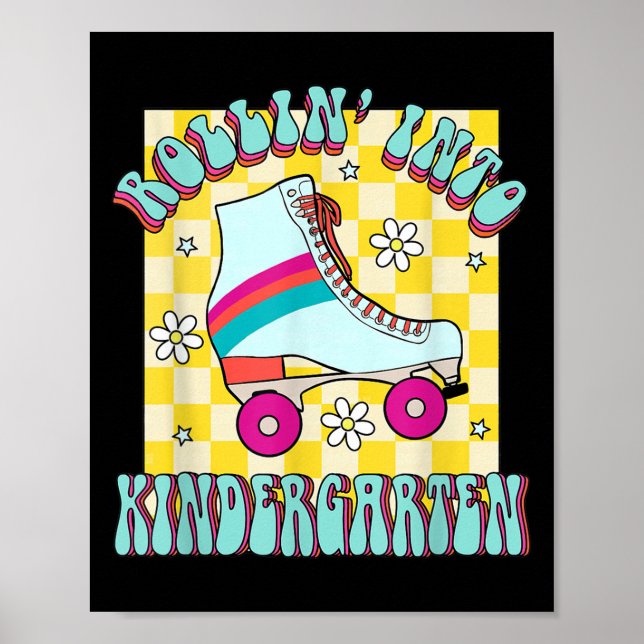 Poster Back To School Rolling Into The Kindergarten Groov (Devant)