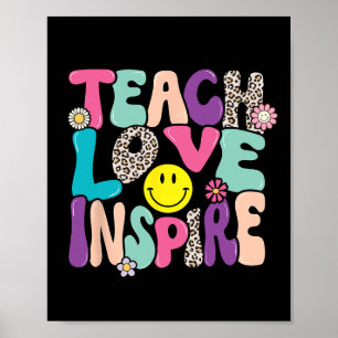 Poster Back to School Teach Love Inspire Retro Teachers