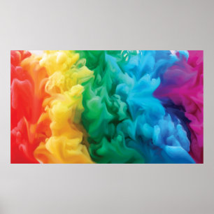 Poster backgroaturing a smoke cloud in rainbow