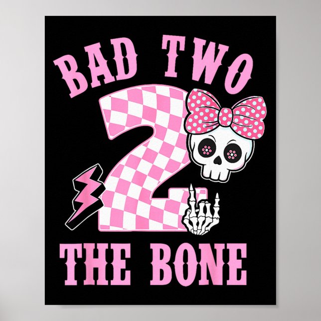 Poster Bad Two The Bone Birthday 2 Years Old Nk Checkered (Devant)