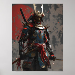 Poster Badass rouge Samurai