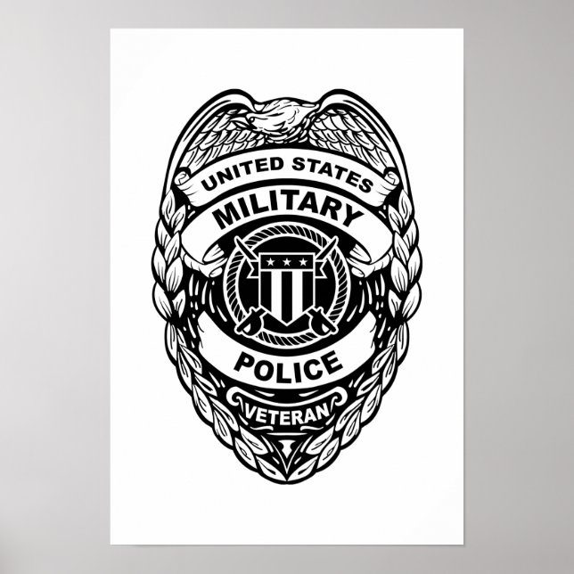 Poster Badge de vétéran de la police militaire américaine (Devant)