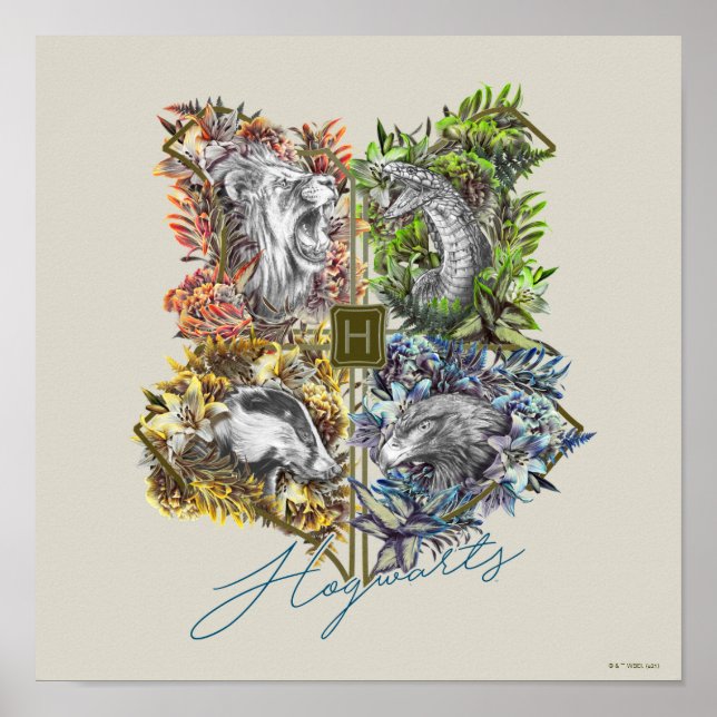 Poster Badge HOGWARTS™ Floral Graphic (Devant)