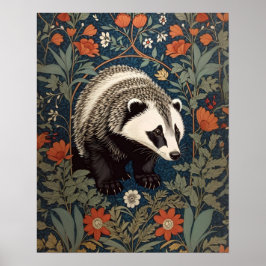 Poster Badger de Woodland William Morris inspiré