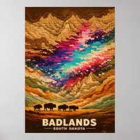 Badlands Dakota du Sud Art Rétro