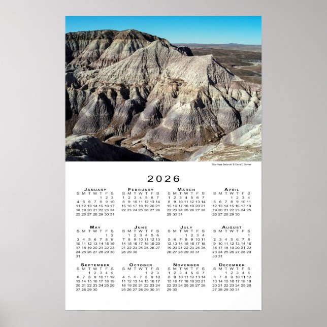 Poster Badlands désert Montagnes de Blue Mesa Calendrier  (Devant)