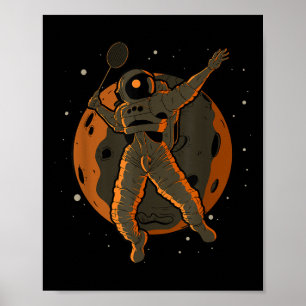 Poster Badminton Astronaute Espace Extra-Terrestre 
