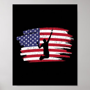 Poster Badminton de drapeau américain Vintage rétro 4 jui